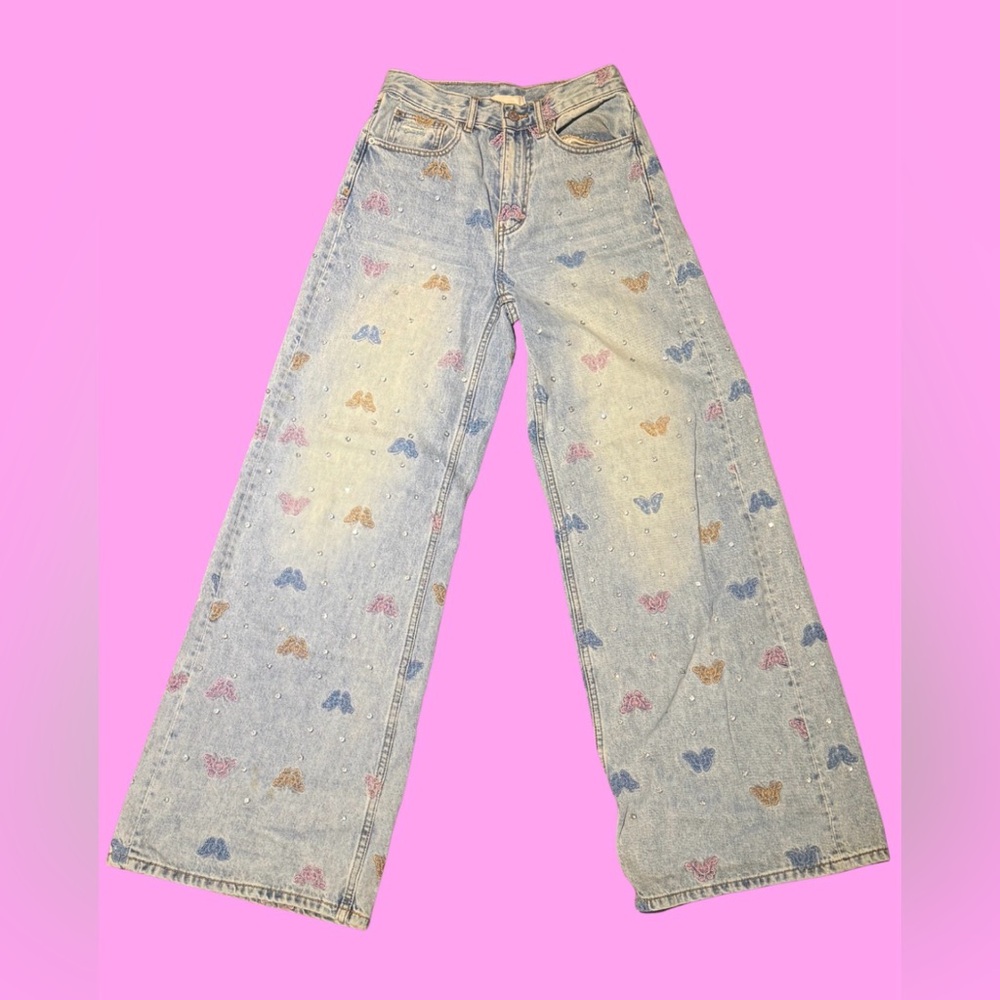 BDG urban outfitters size 26 bedazzled butterfly jeans high waisted
